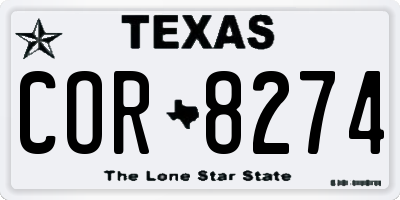 TX license plate COR8274