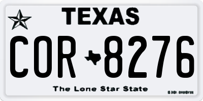 TX license plate COR8276
