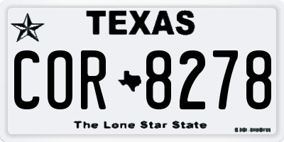TX license plate COR8278