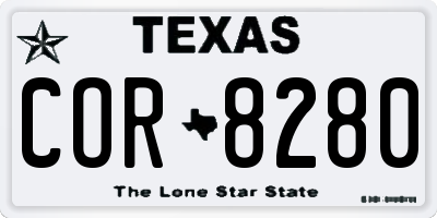 TX license plate COR8280