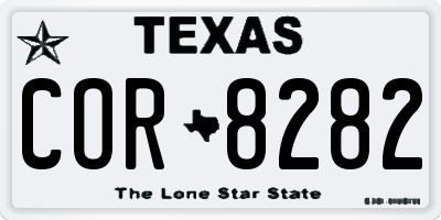 TX license plate COR8282