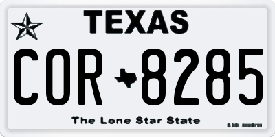 TX license plate COR8285