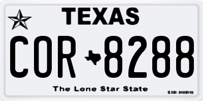 TX license plate COR8288