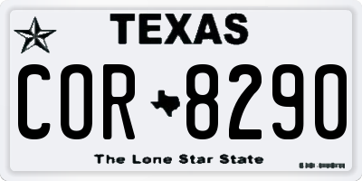 TX license plate COR8290