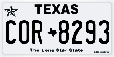 TX license plate COR8293