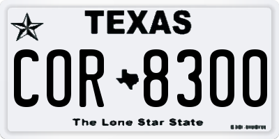 TX license plate COR8300
