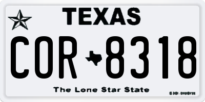 TX license plate COR8318
