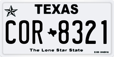 TX license plate COR8321