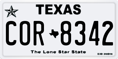 TX license plate COR8342