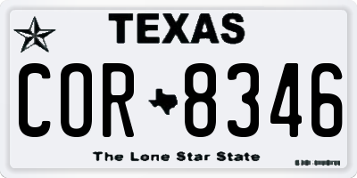 TX license plate COR8346