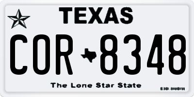 TX license plate COR8348