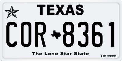 TX license plate COR8361