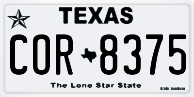 TX license plate COR8375