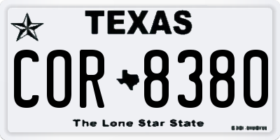 TX license plate COR8380
