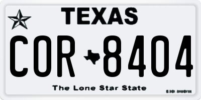 TX license plate COR8404
