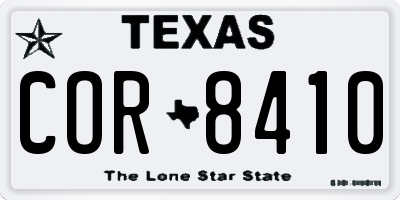 TX license plate COR8410