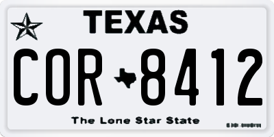 TX license plate COR8412
