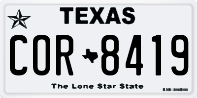 TX license plate COR8419