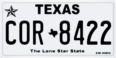 TX license plate COR8422