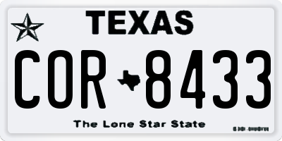 TX license plate COR8433