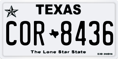 TX license plate COR8436