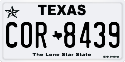 TX license plate COR8439