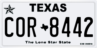 TX license plate COR8442