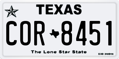 TX license plate COR8451