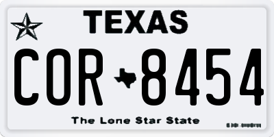 TX license plate COR8454
