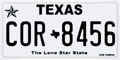 TX license plate COR8456