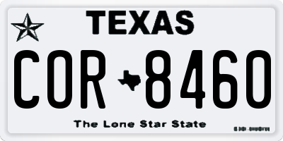 TX license plate COR8460