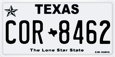 TX license plate COR8462