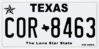 TX license plate COR8463