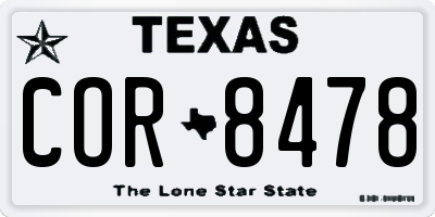 TX license plate COR8478