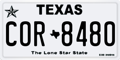 TX license plate COR8480