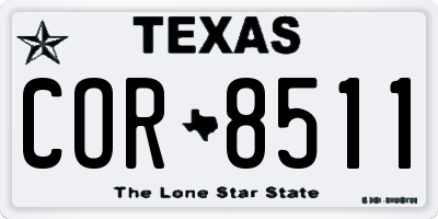 TX license plate COR8511