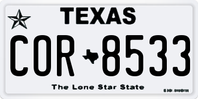 TX license plate COR8533