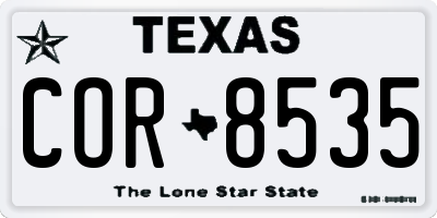 TX license plate COR8535
