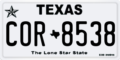 TX license plate COR8538