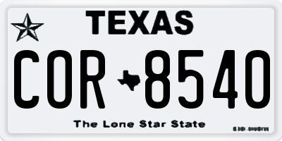 TX license plate COR8540