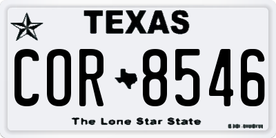 TX license plate COR8546