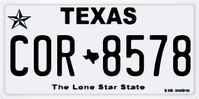 TX license plate COR8578