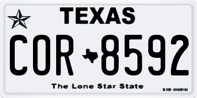 TX license plate COR8592