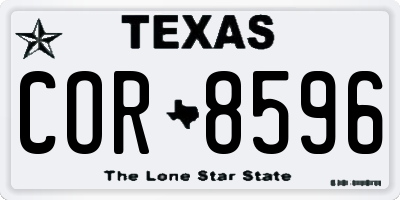 TX license plate COR8596
