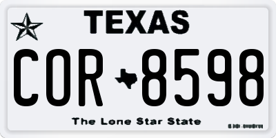 TX license plate COR8598