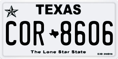 TX license plate COR8606