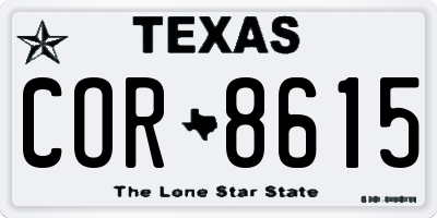TX license plate COR8615