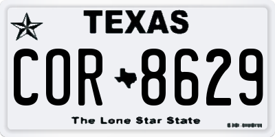 TX license plate COR8629