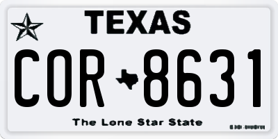 TX license plate COR8631
