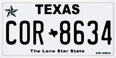 TX license plate COR8634